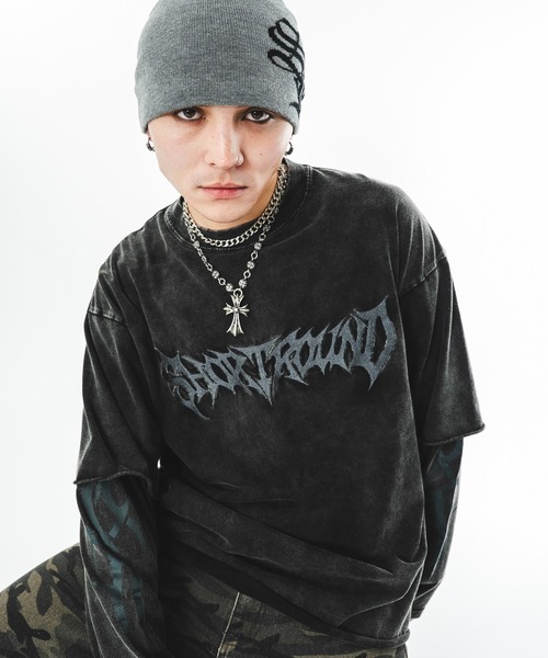 SHORT ROUND(ショートラウンド)の「SHORT ROUND/ブリーチレイヤードグラフィックT(Tシャツ/カットソー・メンズ・ブラック系その他/グレー・LARGE/MEDIUM)」の17枚目の写真