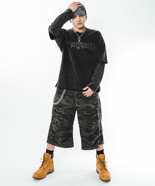 SHORT ROUND(ショートラウンド)の「SHORT ROUND/ブリーチレイヤードグラフィックT(Tシャツ/カットソー・メンズ・ブラック系その他/グレー・LARGE/MEDIUM)」の18枚目の写真