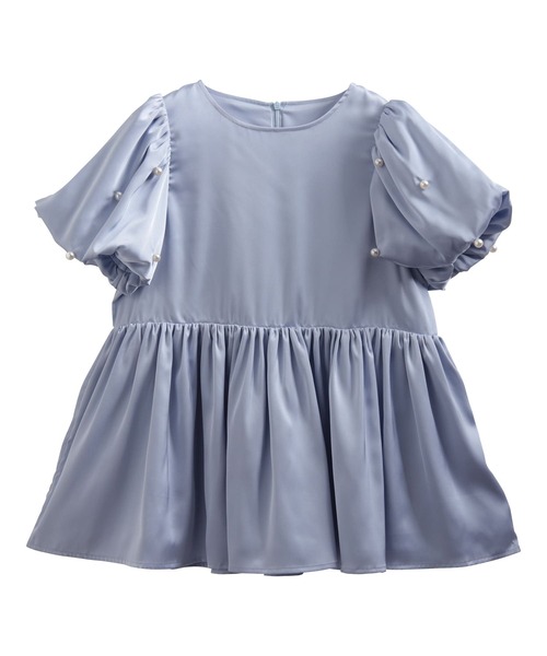Fit more(フィットモア)の「パールバルーンスリーブサテンペプラムトップス(その他トップス・レディース・ブルー/ブラック/ピンク・FREE)」の6枚目の写真