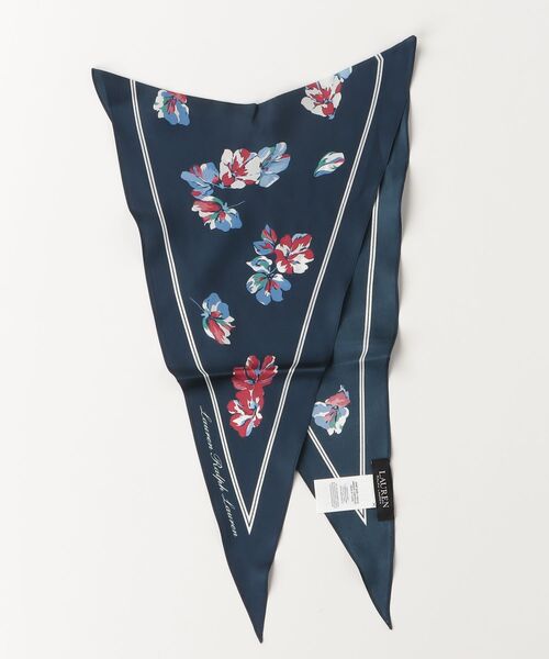 LAUREN RALPH LAUREN（ローレン ラルフ ローレン）の「フローラル シルク ダイヤモンド スカーフ（バンダナ/スカーフ・レディース・ネイビー系1・ONE）」の3枚目の写真