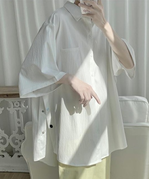link lot（リンクロット）の「サイドカラフルボタンビッグシルエットシャツ（シャツ/ブラウス・メンズ・イエロー/ピンク/ホワイト/ブラック・L/M）」の5枚目の写真