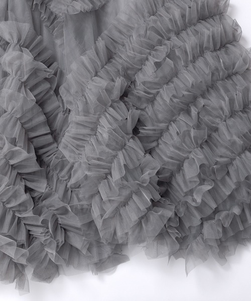 MERAKI（メラキ）の「ランダムフリルチュールスカート（スカート・レディース・ブラック/グレー/アイボリー・FREE）」の5枚目の写真