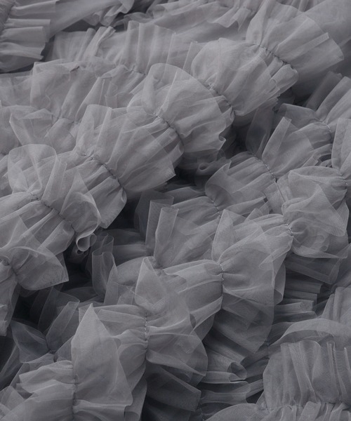 MERAKI（メラキ）の「ランダムフリルチュールスカート（スカート・レディース・ブラック/グレー/アイボリー・FREE）」の6枚目の写真