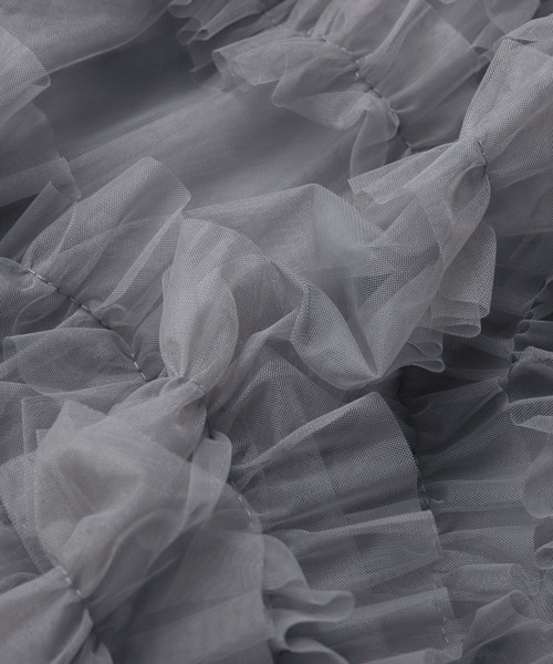 MERAKI（メラキ）の「ランダムフリルチュールスカート（スカート・レディース・ブラック/グレー/アイボリー・FREE）」の7枚目の写真