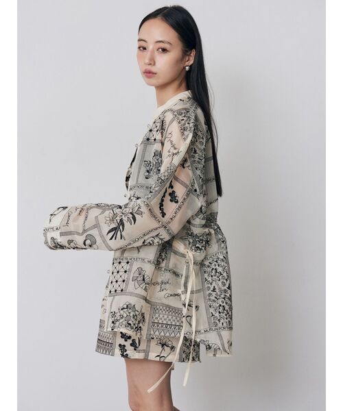 MURUA(ムルーア)の「【セットアップ対応】ウエストドロストシアーレースシャツ 夏服(シャツ/ブラウス・レディース・ブラック/アイボリー・FREE)」の9枚目の写真