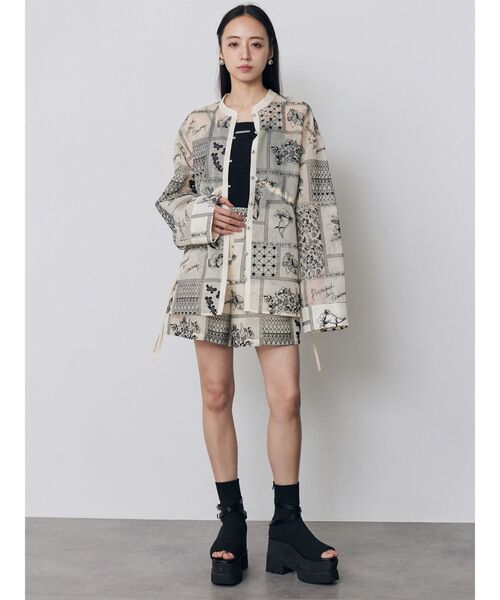 MURUA(ムルーア)の「【セットアップ対応】ウエストドロストシアーレースシャツ 夏服(シャツ/ブラウス・レディース・ブラック/アイボリー・FREE)」の11枚目の写真