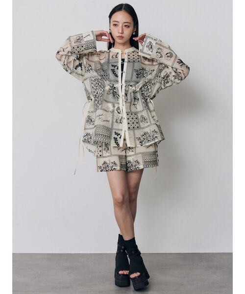 MURUA(ムルーア)の「【セットアップ対応】ウエストドロストシアーレースシャツ 夏服(シャツ/ブラウス・レディース・ブラック/アイボリー・FREE)」の15枚目の写真
