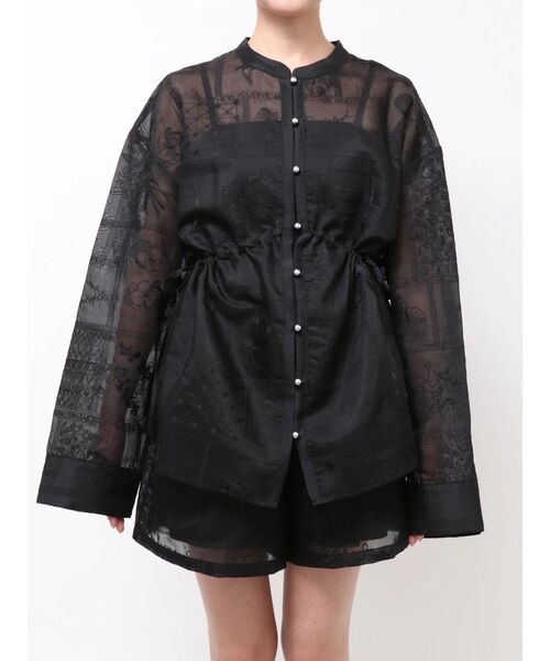 MURUA(ムルーア)の「【セットアップ対応】ウエストドロストシアーレースシャツ 夏服(シャツ/ブラウス・レディース・ブラック/アイボリー・FREE)」の17枚目の写真