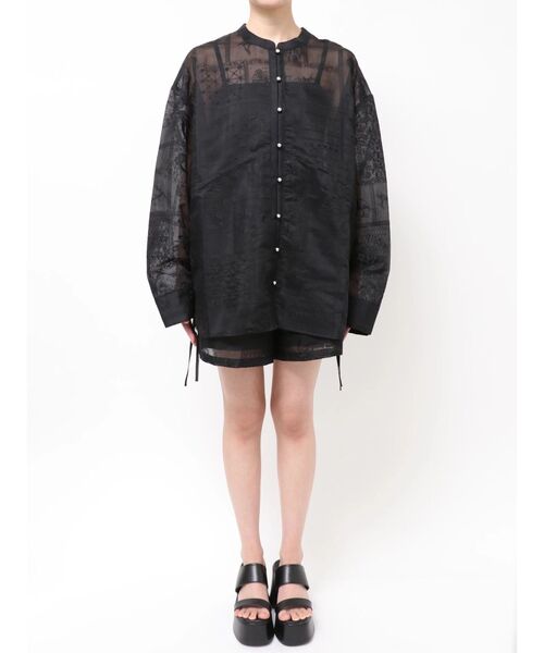 MURUA(ムルーア)の「【セットアップ対応】ウエストドロストシアーレースシャツ 夏服(シャツ/ブラウス・レディース・ブラック/アイボリー・FREE)」の18枚目の写真