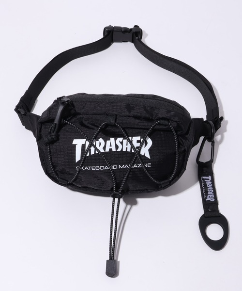 THRASHER（スラッシャー）の「【THRASHER/スラッシャー】2Way ボトルストラップ付き ミニウエストバッグ ショルダーバッグ（ボディバッグ/ウエストポーチ・メンズ・ブラック・FREE）」の6枚目の写真