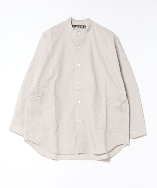 HAVERSACK（ハバーザック）の「HAVERSACK | 〈別注〉 ノーカラーシャツ（シャツ/ブラウス・メンズ・チャコール/オフホワイト・M/L）」の2枚目の写真