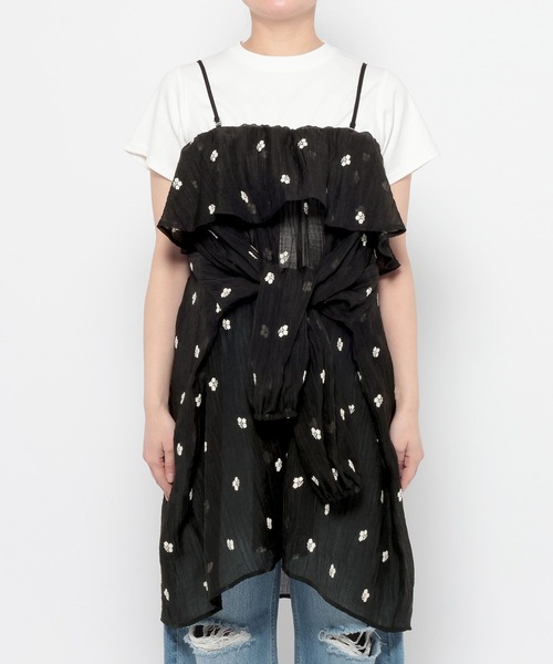 LOWRYS FARM(ローリーズファーム)の「2WAYシシュウミニワンピース 664950(ワンピース・レディース・ブラック/アイボリー・FREE)」の5枚目の写真