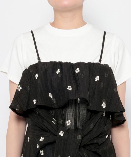 LOWRYS FARM(ローリーズファーム)の「2WAYシシュウミニワンピース 664950(ワンピース・レディース・ブラック/アイボリー・FREE)」の9枚目の写真