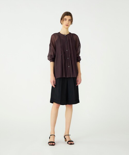 BALLSEY(ボールジィ)の「【WEB先行予約】セルロースポリエステルオーガンジー ランダムタックブラウス(シャツ/ブラウス・レディース・ブラウン/イエロー・36)」の3枚目の写真