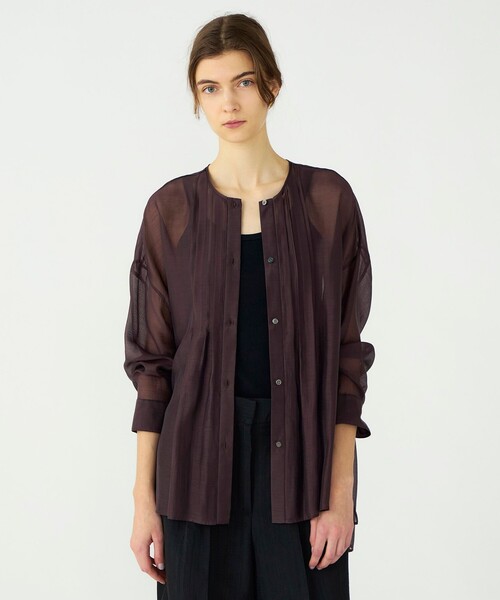 BALLSEY(ボールジィ)の「【WEB先行予約】セルロースポリエステルオーガンジー ランダムタックブラウス(シャツ/ブラウス・レディース・ブラウン/イエロー・36)」の4枚目の写真