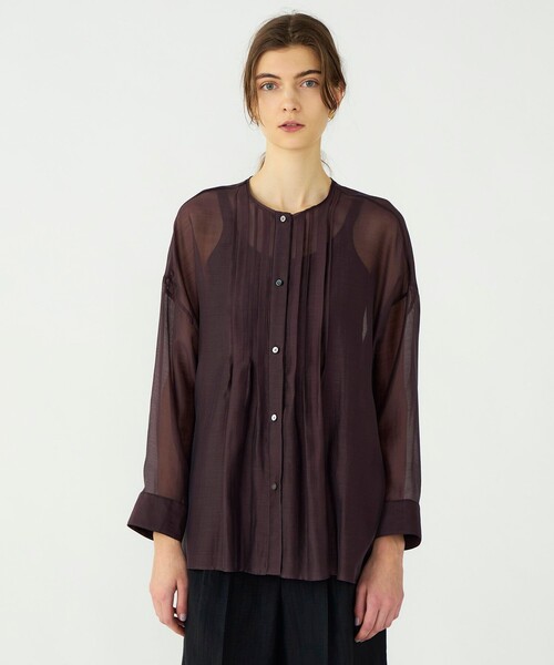 BALLSEY(ボールジィ)の「【WEB先行予約】セルロースポリエステルオーガンジー ランダムタックブラウス(シャツ/ブラウス・レディース・ブラウン/イエロー・36)」の5枚目の写真