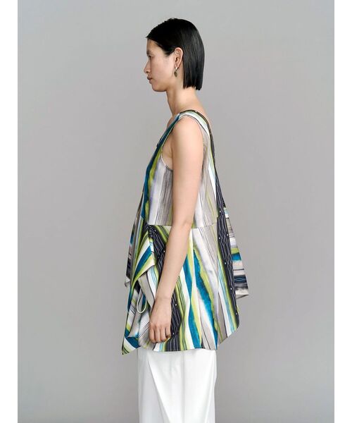 UN3D.（アンスリード）の「TIE-DYE STRIPE TOP / タイダイストライプトップ（シャツ/ブラウス・レディース・ライム/ブラック・38/36）」の4枚目の写真