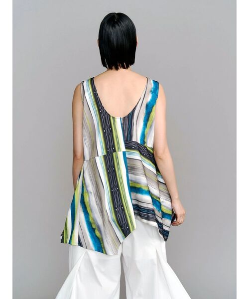 UN3D.（アンスリード）の「TIE-DYE STRIPE TOP / タイダイストライプトップ（シャツ/ブラウス・レディース・ライム/ブラック・38/36）」の5枚目の写真