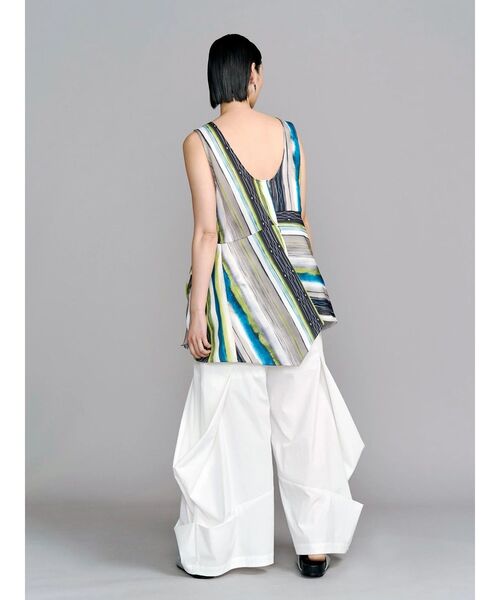 UN3D.（アンスリード）の「TIE-DYE STRIPE TOP / タイダイストライプトップ（シャツ/ブラウス・レディース・ライム/ブラック・38/36）」の9枚目の写真