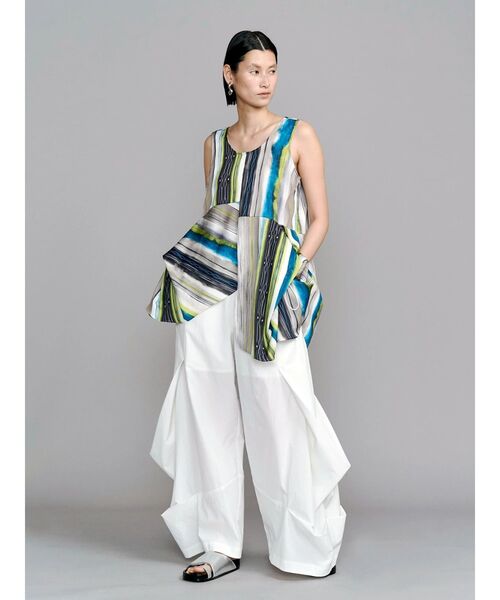 UN3D.（アンスリード）の「TIE-DYE STRIPE TOP / タイダイストライプトップ（シャツ/ブラウス・レディース・ライム/ブラック・38/36）」の10枚目の写真