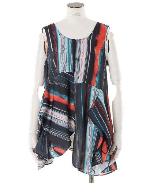 UN3D.（アンスリード）の「TIE-DYE STRIPE TOP / タイダイストライプトップ（シャツ/ブラウス・レディース・ライム/ブラック・38/36）」の11枚目の写真