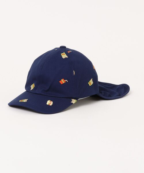 HAKKA KIDS（ハッカキッズ）の「フルーツ刺繍／ハンバーガー刺繍日よけ付きキャップ（キャップ・キッズ・ピンク/キナリ/ベージュ/ネイビー・L）」の3枚目の写真