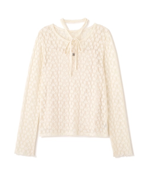 JILL by JILL STUART(ジルバイジルスチュアート)の「チョーカー付きレースカットソー(Tシャツ/カットソー・レディース・ホワイト/ブラック・FREE)」の3枚目の写真