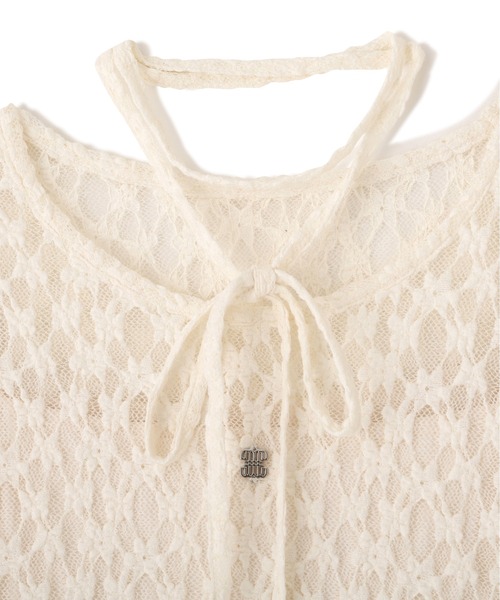 JILL by JILL STUART(ジルバイジルスチュアート)の「チョーカー付きレースカットソー(Tシャツ/カットソー・レディース・ホワイト/ブラック・FREE)」の5枚目の写真