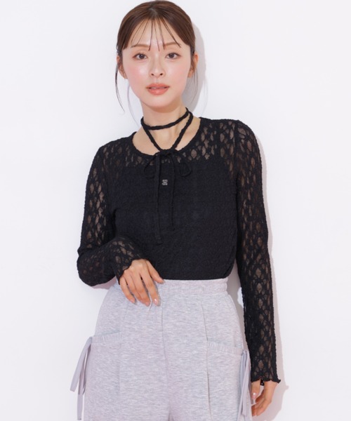 JILL by JILL STUART(ジルバイジルスチュアート)の「チョーカー付きレースカットソー(Tシャツ/カットソー・レディース・ホワイト/ブラック・FREE)」の22枚目の写真