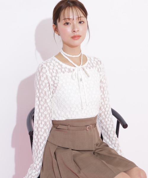 JILL by JILL STUART(ジルバイジルスチュアート)の「チョーカー付きレースカットソー(Tシャツ/カットソー・レディース・ホワイト/ブラック・FREE)」の10枚目の写真