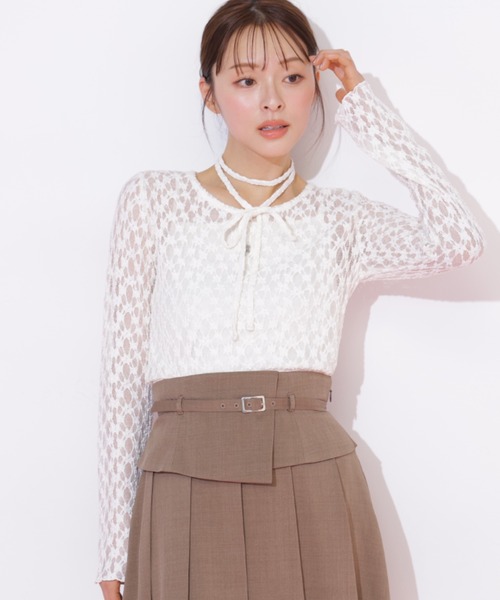 JILL by JILL STUART(ジルバイジルスチュアート)の「チョーカー付きレースカットソー(Tシャツ/カットソー・レディース・ホワイト/ブラック・FREE)」の13枚目の写真