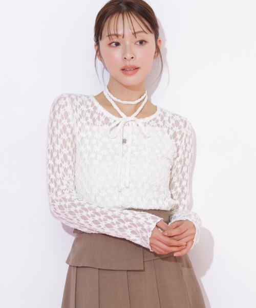 JILL by JILL STUART(ジルバイジルスチュアート)の「チョーカー付きレースカットソー(Tシャツ/カットソー・レディース・ホワイト/ブラック・FREE)」の15枚目の写真