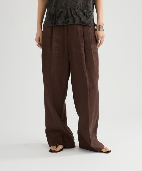 Chaos（カオス）の「Chaos(カオス)/ ミュラリネンパンツ　【セットアップ可】（その他パンツ・レディース・ダークブラウン・38/36）」の2枚目の写真