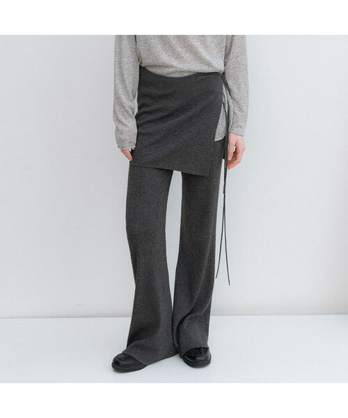 ATELIER NAIN(アトリエナイン)の「AN LAYERD SKIRT SET SEMI BOOTS CUT KNIT PANTS S (PT-5740)(その他パンツ・レディース・グレー・FREE)」の1枚目の写真