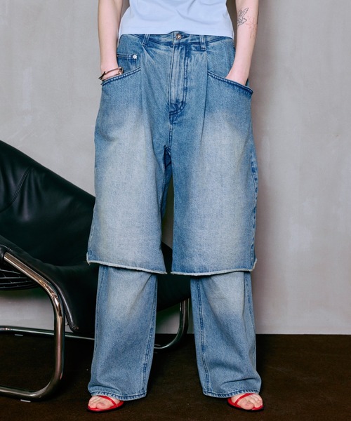 MAISON SPECIAL（メゾンスペシャル）の「【PRE-ORDER】Layered Denim Pants/レイヤードデニムパンツ（デニムパンツ・レディース・ライトグレー/ブルー/ブラック・36/38）」の20枚目の写真