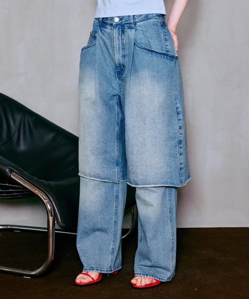 MAISON SPECIAL（メゾンスペシャル）の「【PRE-ORDER】Layered Denim Pants/レイヤードデニムパンツ（デニムパンツ・レディース・ライトグレー/ブルー/ブラック・36/38）」の21枚目の写真