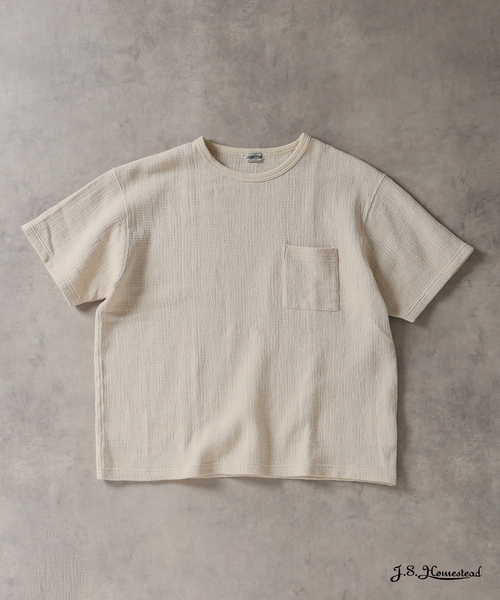 JOURNAL STANDARD J.S HOMESTEAD（ジャーナルスタンダードホームステッド）の「J.S.Homestead / レノ メッシュ ファブリック ポケット Tシャツ（Tシャツ/カットソー・メンズ・ブラック/サックスブルー/ブラウン系その他/アイボリー・MEDIUM/LARGE）」の2枚目の写真