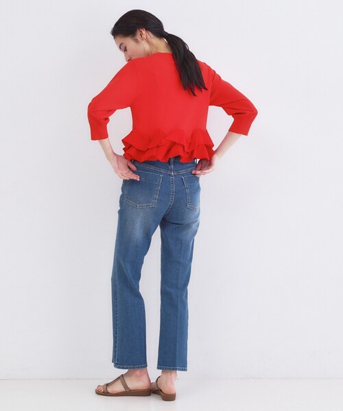 OPAQUE.CLIP(オペークドットクリップ)の「裾フリルヘンリーネックニット【洗濯機OK】(ニット/セーター・レディース・レッド系1/ブラック/アイボリー・00)」の14枚目の写真