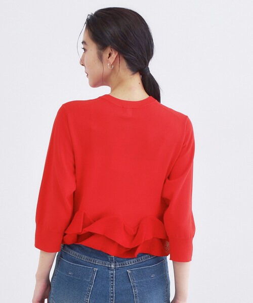 OPAQUE.CLIP(オペークドットクリップ)の「裾フリルヘンリーネックニット【洗濯機OK】(ニット/セーター・レディース・レッド系1/ブラック/アイボリー・00)」の18枚目の写真