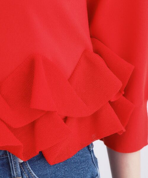 OPAQUE.CLIP(オペークドットクリップ)の「裾フリルヘンリーネックニット【洗濯機OK】(ニット/セーター・レディース・レッド系1/ブラック/アイボリー・00)」の21枚目の写真