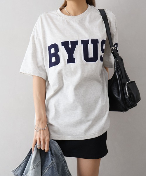 SpRay(スプレイ)の「貼付ロゴ BIG Tシャツ(Tシャツ/カットソー・レディース・チャコールグレー/オートミール/ネイビー/レッド/グリーン・FREE)」の21枚目の写真