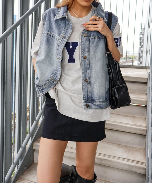SpRay(スプレイ)の「貼付ロゴ BIG Tシャツ(Tシャツ/カットソー・レディース・チャコールグレー/オートミール/ネイビー/レッド/グリーン・FREE)」の16枚目の写真