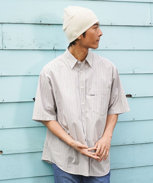 BAYFLOW(ベイフロー)の「ストライプシャツ(シャツ/ブラウス・メンズ・ブルー/ベージュ/ピンク・MEDIUM/LARGE)」の2枚目の写真