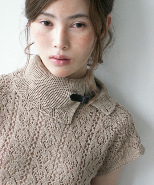 igi(イジ)の「BELT COLLAR KNIT TOP / ベルトカラーニット(ニット/セーター・レディース・パープル/ベージュ/ミント・FREE)」の17枚目の写真