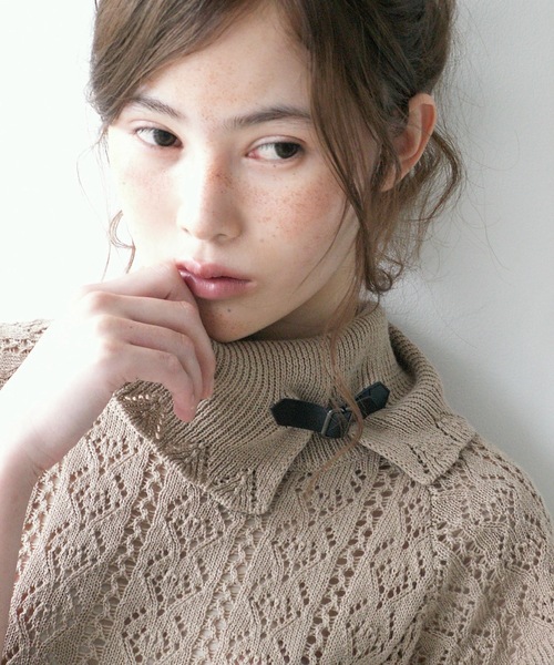 igi(イジ)の「BELT COLLAR KNIT TOP / ベルトカラーニット(ニット/セーター・レディース・パープル/ベージュ/ミント・FREE)」の19枚目の写真