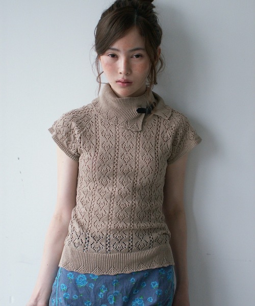 igi(イジ)の「BELT COLLAR KNIT TOP / ベルトカラーニット(ニット/セーター・レディース・パープル/ベージュ/ミント・FREE)」の21枚目の写真