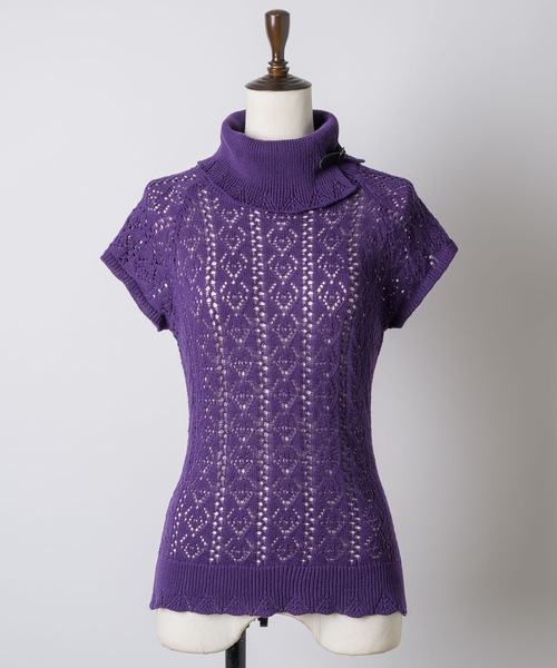 igi(イジ)の「BELT COLLAR KNIT TOP / ベルトカラーニット(ニット/セーター・レディース・パープル/ベージュ/ミント・FREE)」の10枚目の写真