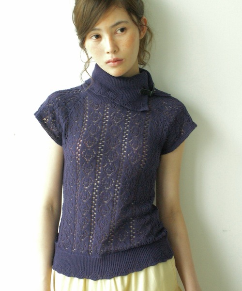 igi(イジ)の「BELT COLLAR KNIT TOP / ベルトカラーニット(ニット/セーター・レディース・パープル/ベージュ/ミント・FREE)」の13枚目の写真