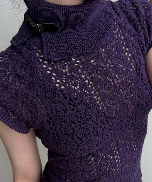 igi(イジ)の「BELT COLLAR KNIT TOP / ベルトカラーニット(ニット/セーター・レディース・パープル/ベージュ/ミント・FREE)」の16枚目の写真