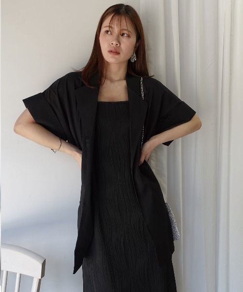 CORNERS(コーナーズ)の「ヴィンテージワッシャー半袖ジャケット【セットアップ可能】(テーラードジャケット・レディース・モカ/ブラック/アイボリー・M)」の18枚目の写真